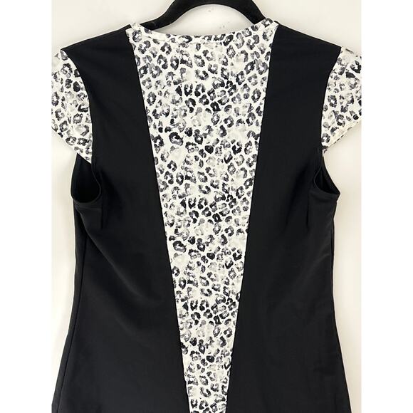 Affriel & Tabbris Rash Guard Swim Top Short Sleeve Black White Animal Print 10 - Picture 6 of 9